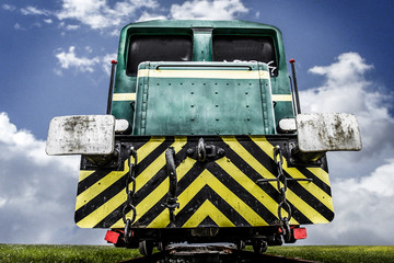 abandoned train, locomotive clouds on sky