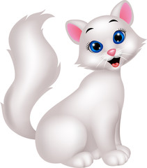 Cute white cat cartoon