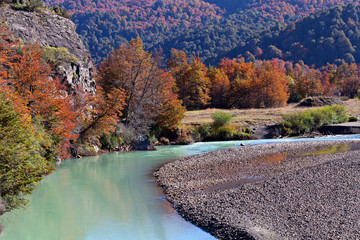 Autumn landscape in the mountains of Patagonia