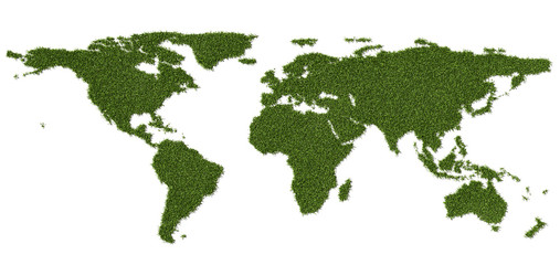 world map made of grass