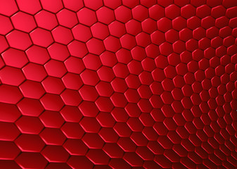 Fototapeta premium 3d abstract backdrop in red hexagon