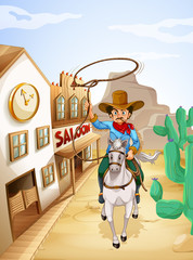 A man with a tobacco riding in a white horse