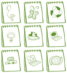 A set of green notebooks