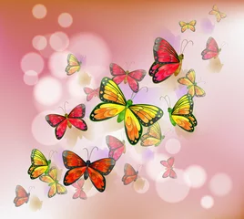 Crédence de cuisine en verre imprimé Papillon Une papeterie avec un groupe de papillons