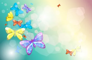 Crédence de cuisine en verre imprimé Papillon Papillons colorés dans un papier spécial