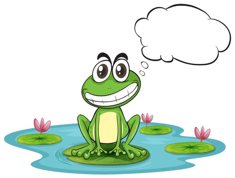 A frog at the pond with empty callout