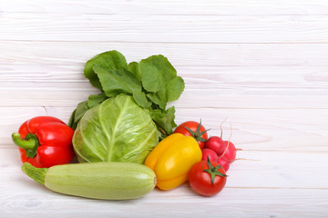 vegetables on wooden background