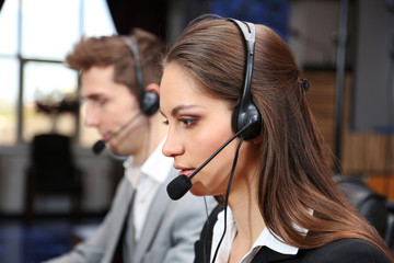 Call center operators at work.