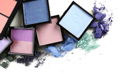 Beautiful bright eye shadows isolated on white