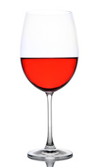 Red wine glass isolated on white