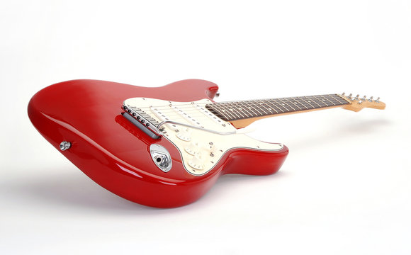 E-gitarre rot, schr&auml;g liegend