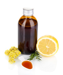 Cough syrup isolated on white