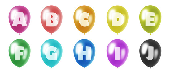 alphabet balloons set a-j