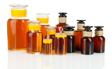 Medicine bottles isolated on white
