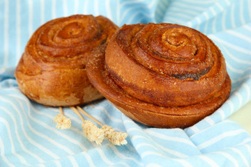 Composition with buns, on color napkin, close up