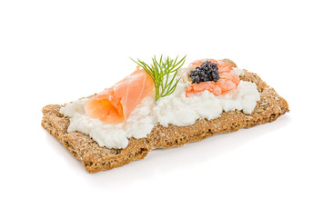 Knäckebrot mit Lachs und Garnele