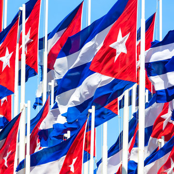 Group of cuban flags