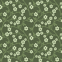 Seamless floral pattern with white flowers