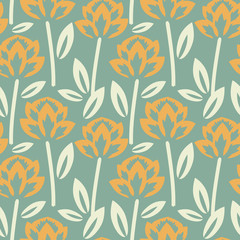 Seamless floral pattern with orange flowers