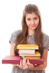 Teenager girl with books