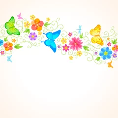 Photo sur Plexiglas Papillon Fond floral d& 39 été
