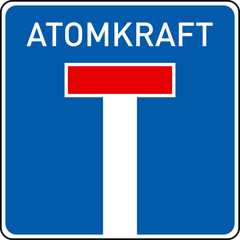 Sackgasse Atomkraft, konzeptuelles Bild,Verkehrsschild