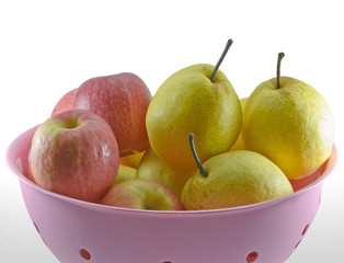 chinese pear and chainese apple on white background