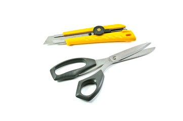 object on white - tool scissors close up
