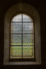 Glas in lood raam in de abdij van Fontenay