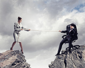 People pull the rope.