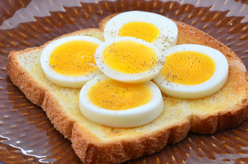 Egg slices on toast
