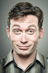 Obraz premium Young Caucasian Man Smug Expression Portrait