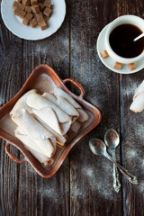 French sugar buns and a cup of coffee