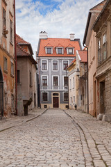 Vintage city street with paving stone