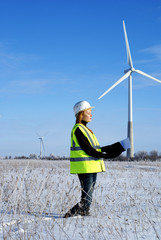 engineer with wind turbines