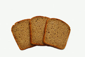 Pieces of bread on the white background