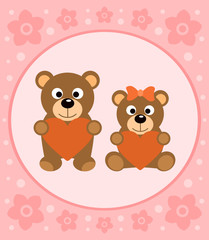 Background card with funny bears cartoon