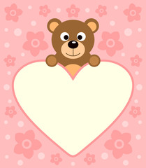 Background card with funny cartoon bear