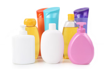 shampoo and soap bottles