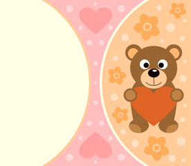 Background card with funny bear cartoon