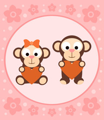 Background with funny monkeys cartoon