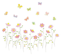flowers and butterflies illustration