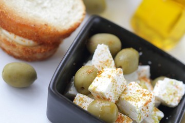 Salad with cheese and olives