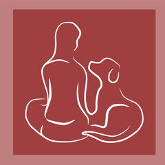 frau mit hund - weiß skizze