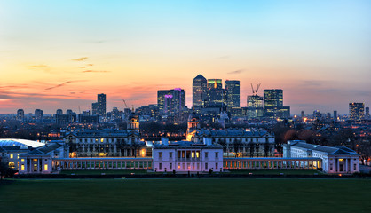 Obraz premium Canary Wharf View from Greenwich Hill
