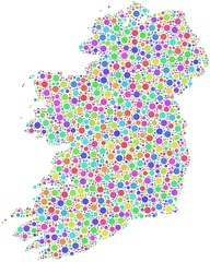 Map of Ireland - Europe - in a mosaic of harlequin circles
