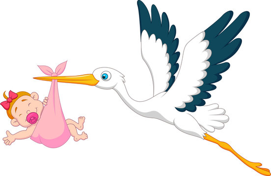 recommend clip art: Stork with baby girl