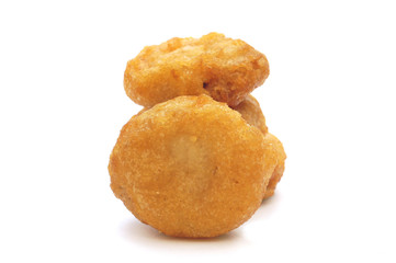 fried chicken nuggets on white background