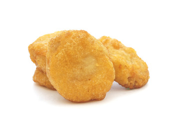 fried chicken nuggets on white background