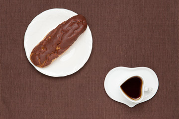 eclair and coffee